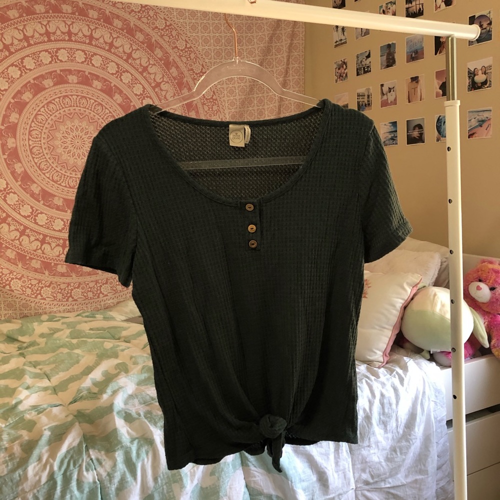Dark green tie-up blouse